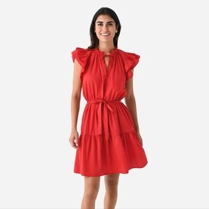 Stark X Pale Blue Austin Cotton Dress Flutter Sleeves S